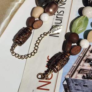 Collier de mariage classique en perles de résine faites à la main, bijoux géométriques colorés, pendentif élégant pour femme, chaîne en corde, cadeau - Product Image 3