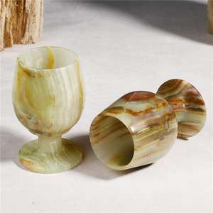 Verre à vin en onyx, patchwork, design en pierre fait main de luxe, vaisselle décorative pour la maison, le bar, l'hôtel, la salle à manger - Product Image 4