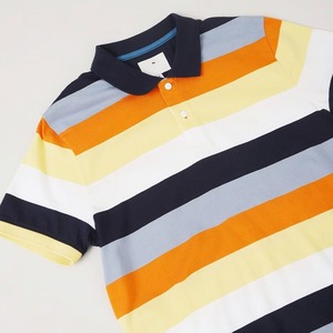 เสื้อถักแขนสั้นคอสูงลายทางสำหรับผู้ชาย ผ้าฝ้าย 100% ระบายอากาศได้ดี ทรงปกติ ดีไซน์ลำลอง ลายหลากสี - Product Image 1