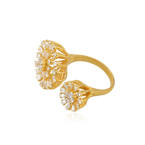 Bague ouverte ajustable de luxe pour enfants en or massif 14 carats avec diamant bleu de laboratoire de 2,07 carats, certifiée IGI, tendance et raffinée - Product Image 3