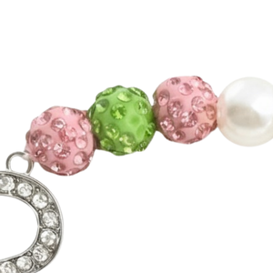 AKA White Pearl Line Number Bracelet Pink Green Sparkle <b>Beads</b> <b>Crystal</b> Number Charm Elegant Women Wrist Jewelry Fashion Gift - Product Image 4