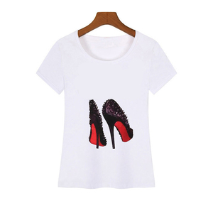 Camiseta de Manga Corta Transpirable para Mujer, Personalizable, Venta Caliente, 100% Algodón, Camisetas Blancas para Mujer, Color Personalizado, Cuello Redondo - Product Image 1