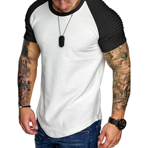 Camiseta Blanca de Manga Raglán para Hombre, Corte Regular, Cuello Redondo, Tejido de Punto, Color Sólido, Manga Corta, 100% Algodón Jersey, Frente Liso - Product Image 6