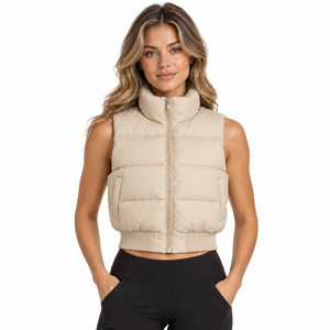 Women's <b>Cropped</b> Puffer Vest Trendy Sleeveless Winter <b>Body</b> <b>Warmer</b> Custom Design OEM ODM Apparel Factory premium quality - Product Image 1