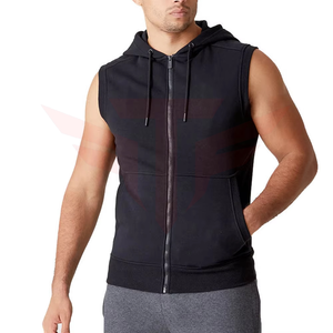 Chaleco sin mangas con capucha para mujer, con cremallera, color liso, transpirable, de punto, corte regular, informal, para invierno, poliéster/algodón, ligero - Product Image 1