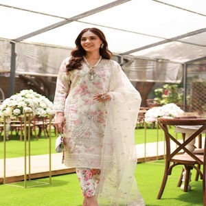 Trajes Shalwar kameez de diseñadores paquistaníes Organza bordada 3 piezas para mujeres Kurti para ropa informal diaria Lehenga para niñas - Product Image 3