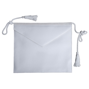Tablier de Franc-Maçon Blanc en Satin avec Pompon et Lien, Personnalisable OEM, pour Cérémonies de Loge et Insignes de Fraternité Maçonnique - Product Image 2