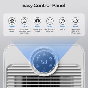 21 Pt. 1600 mq. Bianco 1600 mq. Deumidificatore con secchio e tubo di scarico per cantine, garage e ambienti umidi - Product Image 3