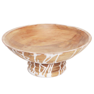 Cuenco Decorativo de Madera SB-030, Pedestal Artesanal para Decoración del Hogar - Product Image 1