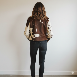 Chaqueta de Cuero Vacuno con Pelo para Mujer, Estilo Western Hecha a Mano, Abrigo de Cuero con Pelo, Chaqueta de Moda de Cuero Vacuno Auténtico de Primera Calidad - Product Image 3