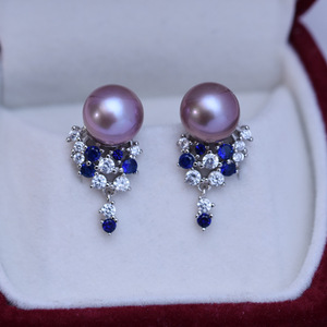 Boucles d'oreilles pendantes en perles d'eau douce blanches de 9-10 mm, argent S925, version coréenne, forte luminosité, diffusion en direct pour femmes - Product Image 4