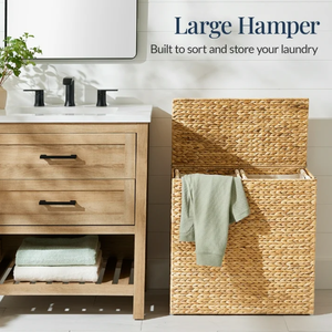Artex HaiNam <b>Rectangular</b> Natural Water Hyacinth <b>Storage</b> <b>Basket</b> With Handles Rustic Multi-Purpose Organizer For Laundry <b>Storage</b> - Product Image 2