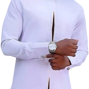 Ensemble Kaftan Long Homme Couleur Unie avec Pantalon, Col Rond, Manches Longues, Style Thobe, Tunique Tricotée, Respirant, Automne, OEM ODM - Product Image 3