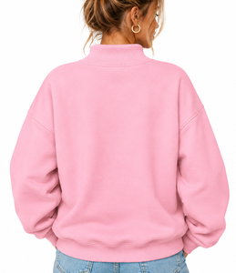 Sudadera Oversize Personalizada para Mujer con Cuello Alto Simulado, Logotipo Bordado, Felpa de Algodón Suave, Estilo Urbano Casual - Product Image 3