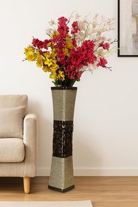 Jarrón Alto Decorativo de Bambú para Flores, con Textura de Piedra y Estilo Tejido, para Sala de Estar - Product Image 1
