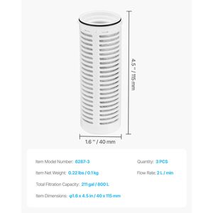 Set di 3 Caricatori d'Acqua con Filtro Senza BPA, Durata 3 Mesi o 211 Galloni, Senza Perdita di Pressione - Product Image 3