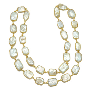 Collier rectangulaire en rubis de haute qualité de 32 pouces avec sertissage sans fin, en laiton plaqué or, style vintage, cadeau unisexe pour fête - Product Image 1