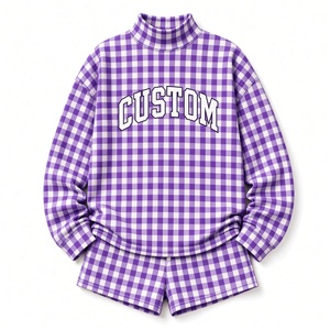 Sweat-shirt à col roulé oversize à manches longues, haut décontracté à carreaux, coupe ample, vêtements streetwear modernes, ensembles confortables - Product Image 1
