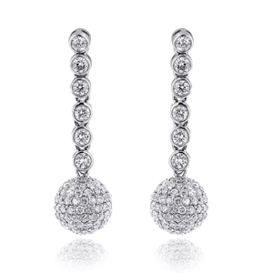 Luxury Women <b>Diamond</b> Drop <b>Earrings</b> Pave Ball <b>Dangle</b> Round Brilliant Cut Wedding Jewelry - Product Image 1