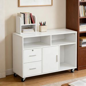 Mobiletto per Ufficio con Supporto Stampante e Organizzatore da Scrivania con Cassetti - Product Image 4