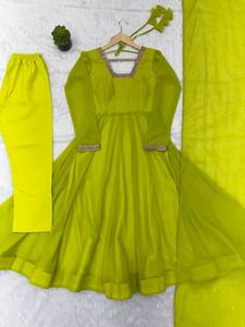 Traje Anarkali de Tela Georgette de Imitación de Piel de Zorro, Suave y Pesada, con Interior de Microalgodón, Estilo Festivo, para Todas las Temporadas - Product Image 6