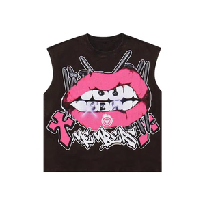 Camiseta sin mangas con efecto acid wash, elegante y de alta tendencia, para hombre, de tela gruesa y alta densidad, estilo urbano. - Product Image 1