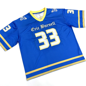 Eric Burnell 33 Blue American Football Jersey V-Neck Short Sleeve Mesh Breathable Men's Adult Regular Fit Sublimated Print - Product Image 3