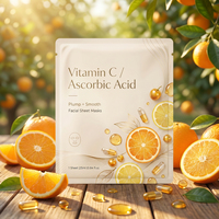 Masque Visage Éclaircissant à la Vitamine C, Masque Hydratant en Tissu, Masque Coréen, Soin Facial Blanchissant, OEM ODM