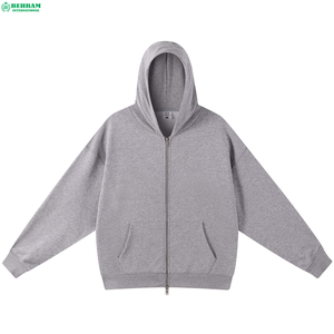 Sweat-shirt à capuche zippé pour homme BEIRAM INTERNATIONAL, 100% coton, French Terry, bleu marine uni, vêtements décontractés d'automne - Product Image 6