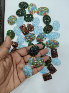 Joyería colorida Vidrio artesanal para forma y tamaño Millefiori Accesorios de cabujón de vidrio Hecho a mano Fabricación de piedras preciosas sueltas - Product Image 3