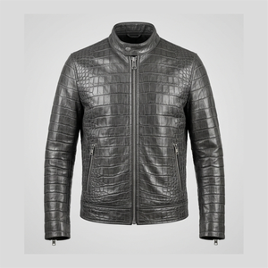 Veste en cuir véritable pour homme, faite à la main, design vintage, col rabattu, technique de teinture unie, imperméable, respirante, devant - Product Image 1