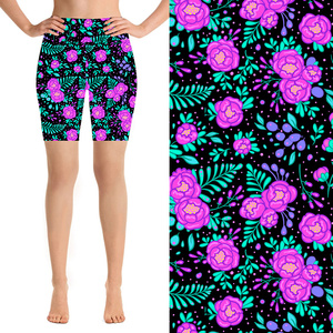 Floral Printed High Waist Biker Shorts Women's Casual Stretch Knitted Leggings With <b>Elastic</b> Waist And Breathable Fabric - Product Image 5