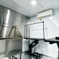 Remorque de toilettage pour animaux de compagnie sur mesure avec baignoire intégrée en acier inoxydable, station de lavage mobile pour salon de toilettage