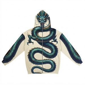 All Digital Print Sublimated Acid Wash Heavyweight Fleece 100% Cotton <b>Oversized</b> Zip-Up <b>Hoodie</b> for Unisex Summer Custom Embossed - Product Image 4