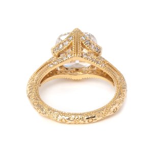 แหวนเพชรทรงโอลด์ไมน์คัท 3 กะรัต เพชรเลี้ยงในห้องปฏิบัติการ ทองคำ 14K สีเหลือง สำหรับผู้หญิง ประดับมงกุฎหรูหรา ขอบมิลเกรน แหวนหมั้นสไตล์วินเทจ - Product Image 6