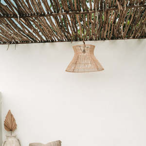 Delightful Rattan Hanging Lamp <b>Shade</b> Cozy Woven <b>Wicker</b> Ceiling <b>Light</b> Fixture Boho Pendant Lighting For Dining Room Interior - Product Image 2