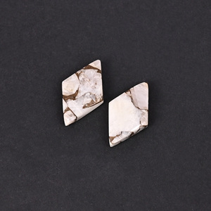 Calcite blanche naturelle, cuivre, 12,7 carats, 20x12 mm, forme de cerf-volant, cabochon, pierre précieuse certifiée, non montée - Product Image 4