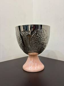 6 Inch Brass <b>Chocolate</b> Bowl with <b>Pink</b> Resin Base Customizable <b>Chocolate</b> Accessories Manufacturer for Home, Restaurant and Events - Product Image 6