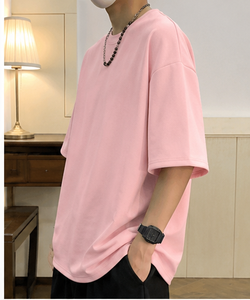 Camiseta Webson para Hombre, Rosa, Oversize, Manga Corta, Cuello Redondo, Formal, 100% Algodón, Transpirable, Precio Económico, Superventas - Product Image 3