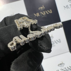 จี้เพชรโมอิสซาไนต์ VVS เงินแท้ 925 แบบสั่งทำได้ ตัวอักษรฮิปฮอป เครื่องประดับผู้ชาย งานปาร์ตี้ ประดับเพชรเต็มชิ้น รับรองโดย IGI - Product Image 3