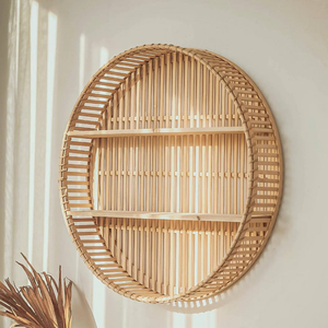 Premium Natural Bamboo Round Wall <b>Shelf</b> Handcrafted Storage Solution for Hotel Spa Restaurant Bathroom Design Wholesale - Product Image 4