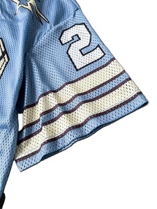 Maillot de football américain vintage pour femme, coupe courte, col en V, en maille bleue, style Y2K, streetwear, esthétique, haut pour le jour du match - Product Image 3