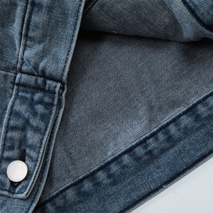 Veste en jean pour homme, col rabattu, manches classiques, style décontracté, effet délavé, design déchiré, coupe ample, idéale pour l'automne - Product Image 6
