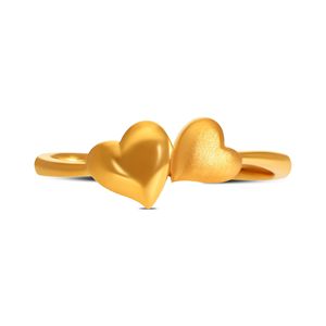 Anillo de Oro Doble Corazón Chapado en Oro de Lujo para Mujer, Anillo Abierto Ajustable Elegante con Corazón de Amor, Anillo de Moda para Dedo - Product Image 3