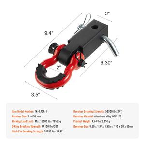 Gancio di traino con anello a D da 52900 libbre di capacità con perno di bloccaggio, resistente per rimorchi - Product Image 3