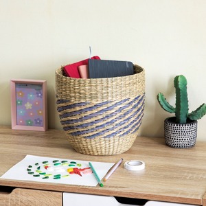 Seagrass <b>Basket</b> with Modern Blue Detail Handmade <b>Storage</b> <b>Basket</b> Wholesale eco-friendly Made in Viet - Product Image 5