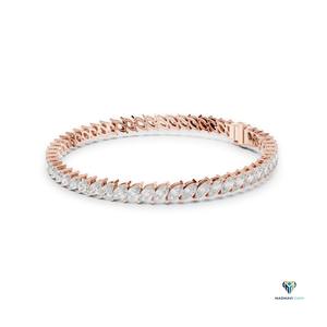 8.40 CT Rose <b>Gold</b> Marquise Lab Grown Diamond Bracelet in 14K <b>Solid</b> <b>Gold</b>, 7 Inch Statement Tennis Bracelet - Product Image 5
