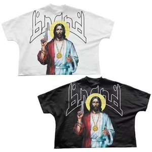 T-shirt court blanc coupe ample et décontractée, personnalisé, 200g, 100% coton épais, style vintage, 2 panneaux, sans coutures - Product Image 2