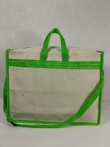 Large Canvas <b>Tote</b> <b>Bag</b> with <b>Zipper</b> Closure Green Rope Handles Adjustable Shoulder Strap Reusable Shopping Carry <b>Bag</b> - Product Image 1