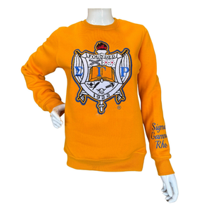 เสื้อสเวตเชิ้ต Sigma Gamma Rho ลายเชนิลล์สำหรับผู้หญิง ปักลายตราสัญลักษณ์สีทอง ผ้าคอตตอนผสม แขนยาว ทรงสวยทันสมัย สวมใส่สบาย - Product Image 2